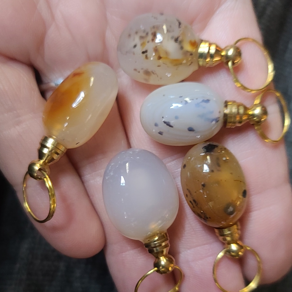 LAST ONE! Moss oak quartz oval stone bottle pendant - Picture 2 of 4